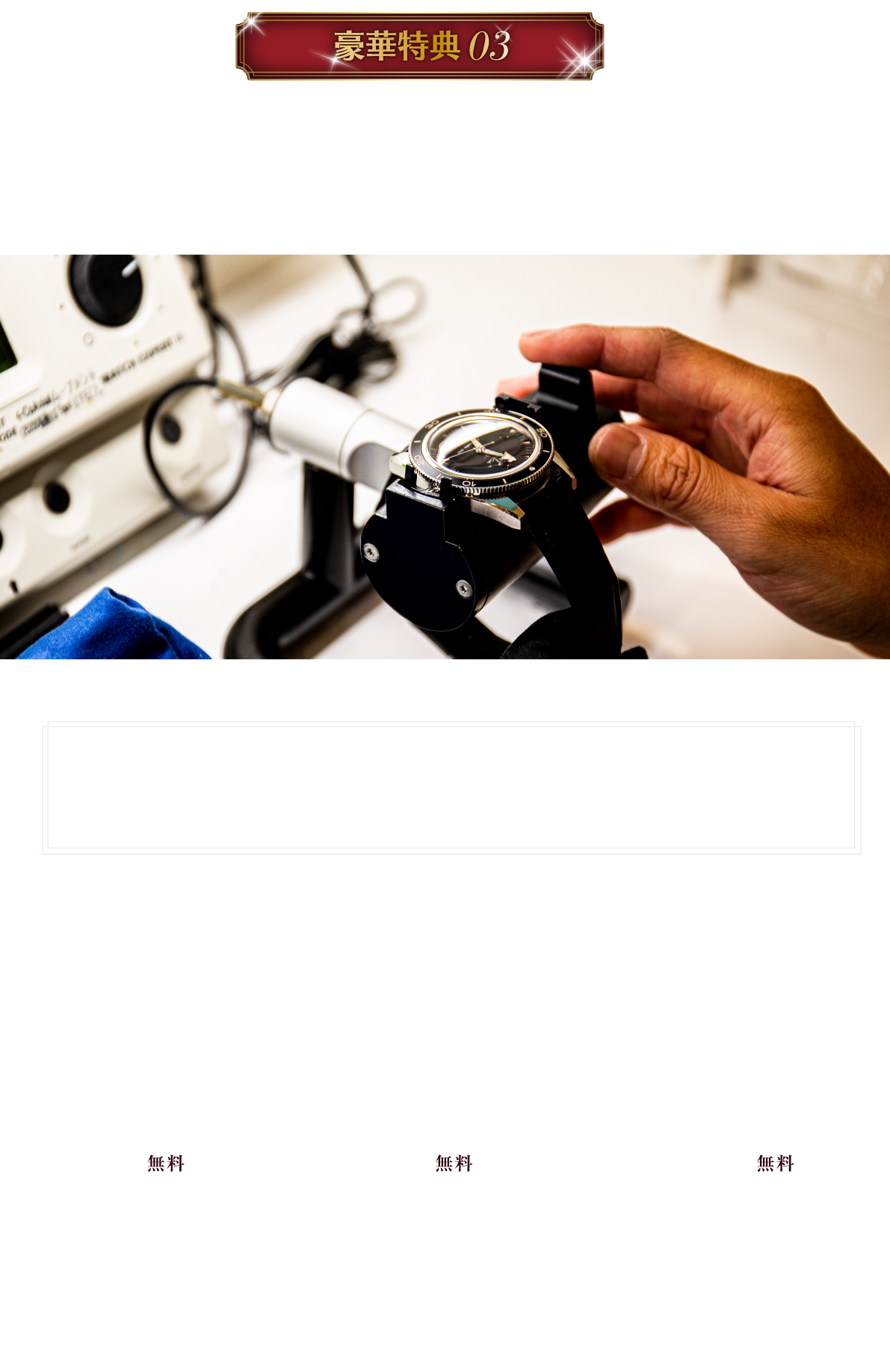 豪華特典03 商品をお買い上げいただいたお客様は永年無料のウォッチケアがご利用可能
